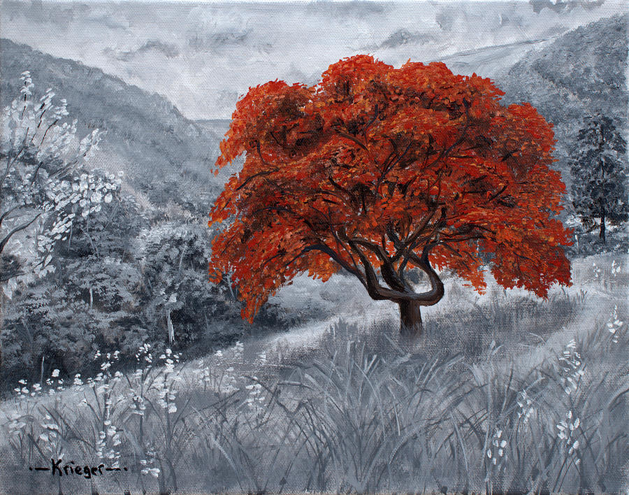 The Red Tree Painting by Stephen Krieger