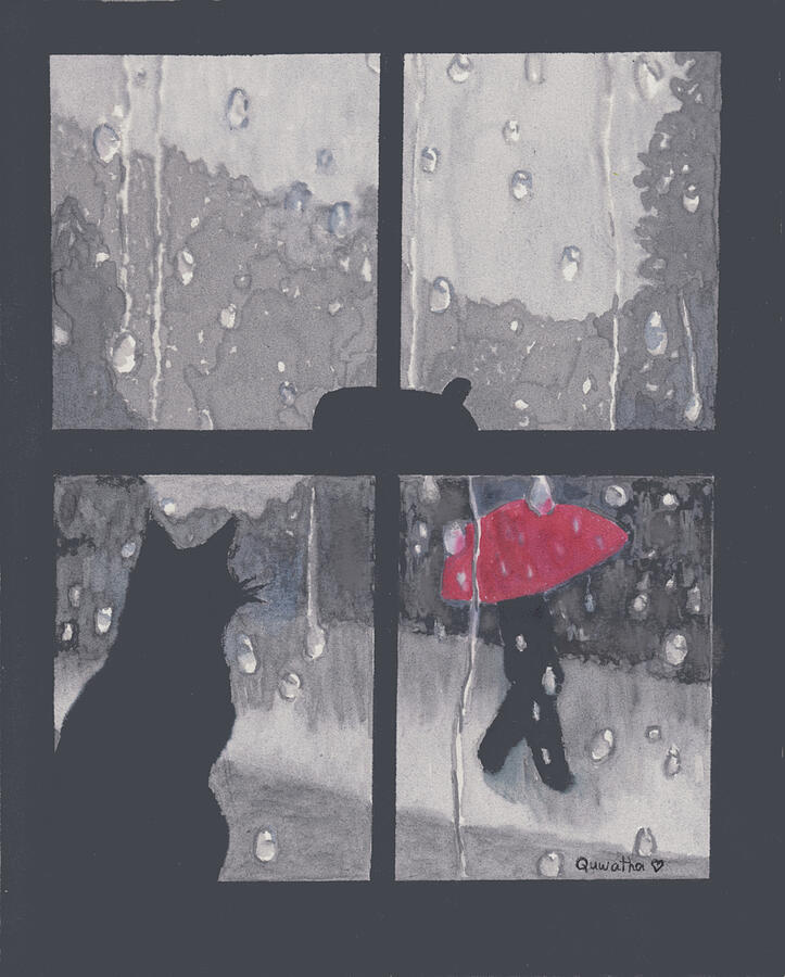 The Red Umbrella Painting by Quwatha Valentine