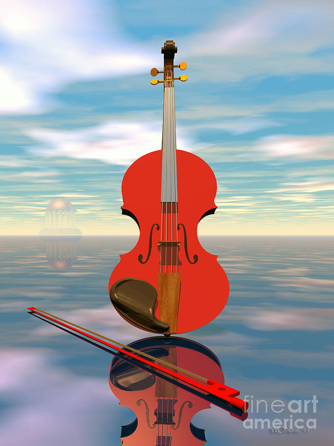 Violin Digital Art - The Red Violin by Walter Neal