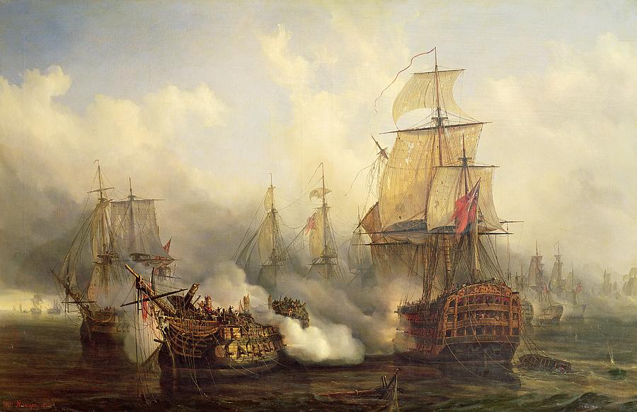The Painting - Unknown title Sea Battle by Auguste Etienne Francois Mayer The Painting - Unknown title Sea Battle by Auguste Etienne Francois Mayer