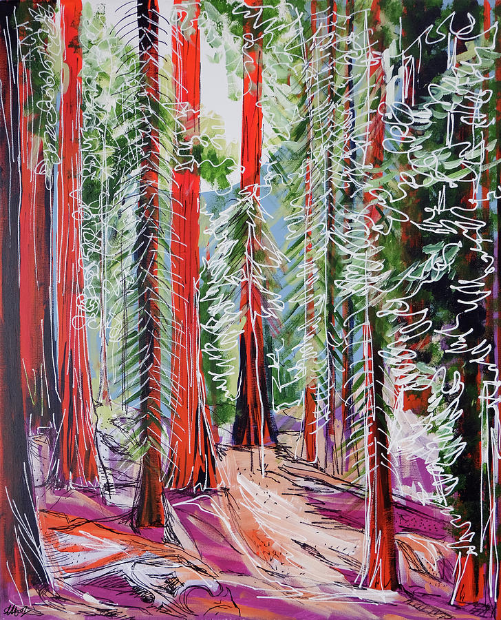 Sequoia National Park Painting - The Redwoods by Laura Hol Art
