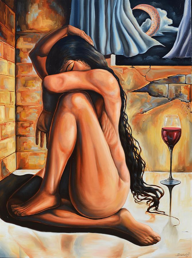 Surrealism Painting - The reflection of the long hair muse II by Darwin Leon