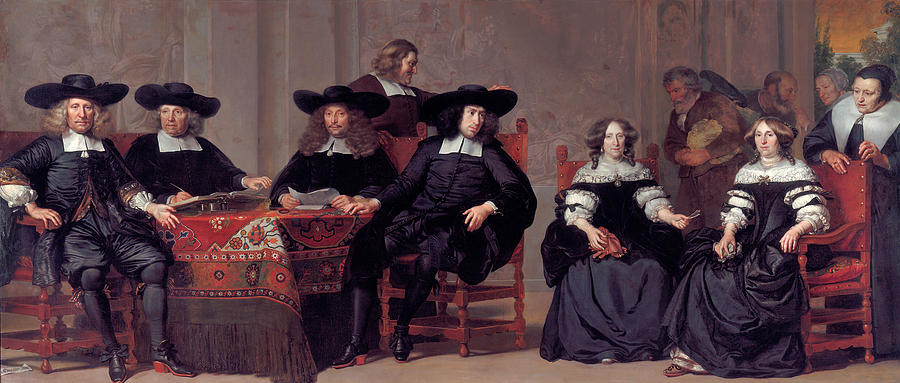 Beautiful Painting - The regents of the Old Men and Women Hospital in Amsterdam by Adriaen Backer
