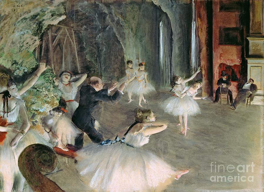 The Rehearsal of the Ballet on Stage Painting by Edgar Degas