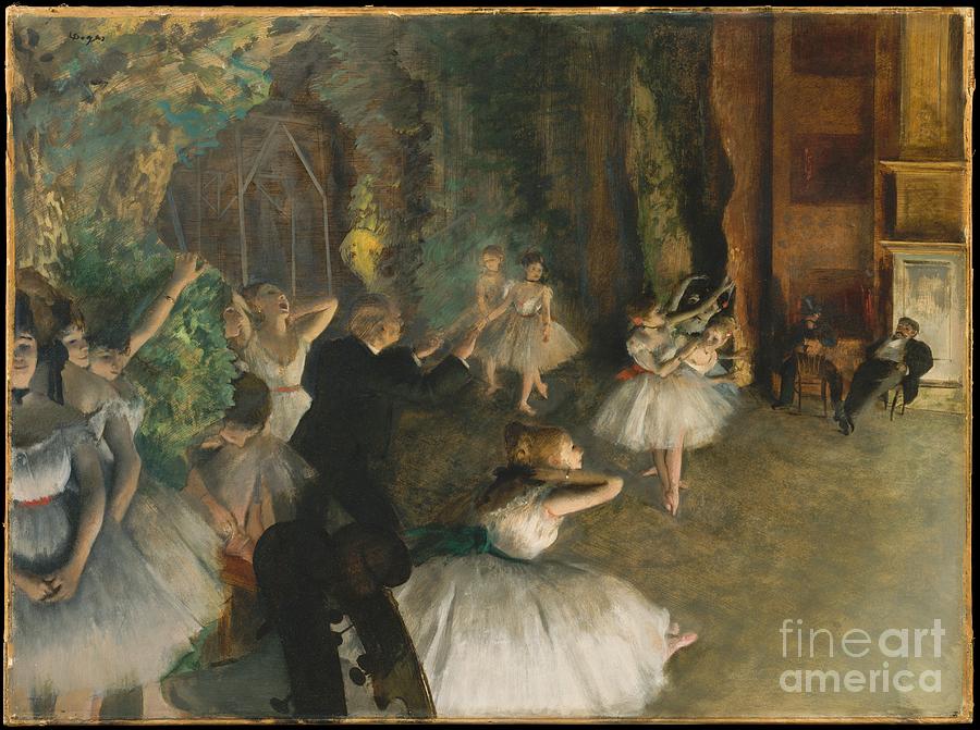 The Rehearsal of the Ballet Onstage #1 Painting by Celestial Images