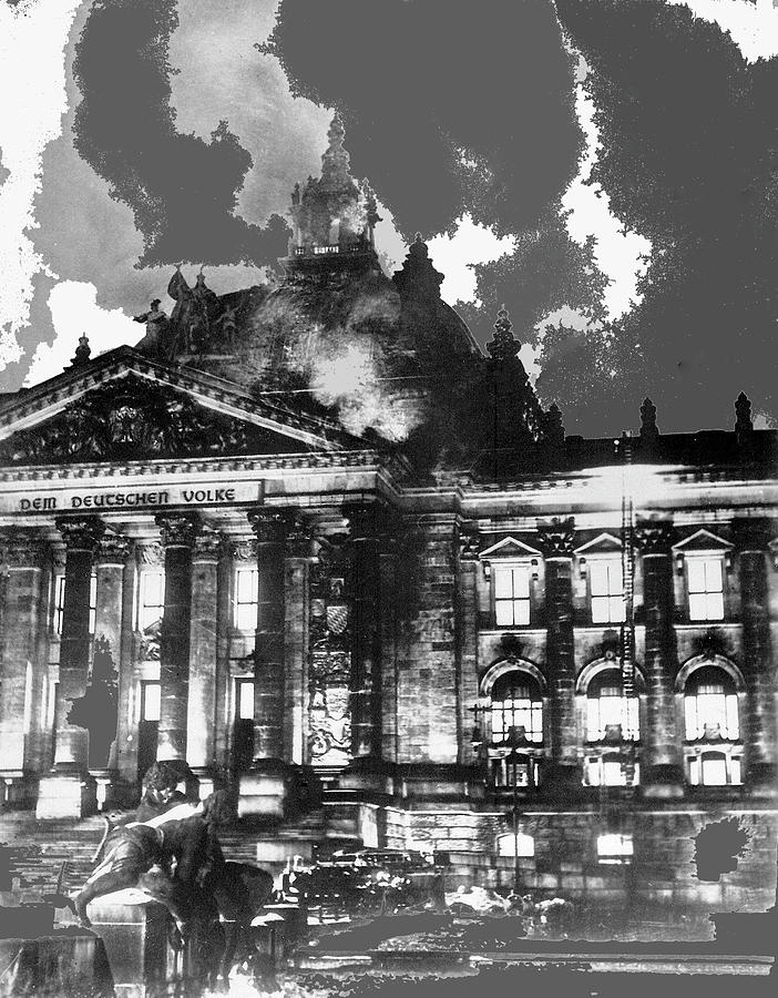 The Reichstag fire February 27 1933 Berlin Color added 2016 Photograph by David Lee Guss