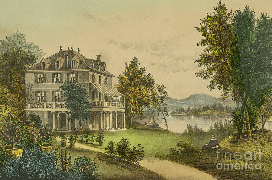 The Residence of Lord Byron Painting by Currier and Ives