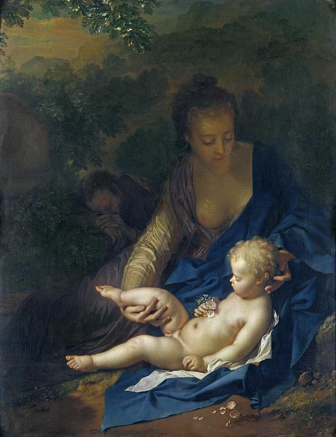 Christmas Painting - The Rest on the Flight into Egypt by Adriaan van der Werff