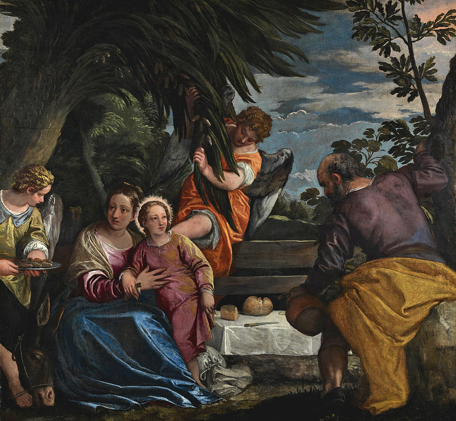 The Rest on the Return from Egypt Painting by Paolo Veronese
