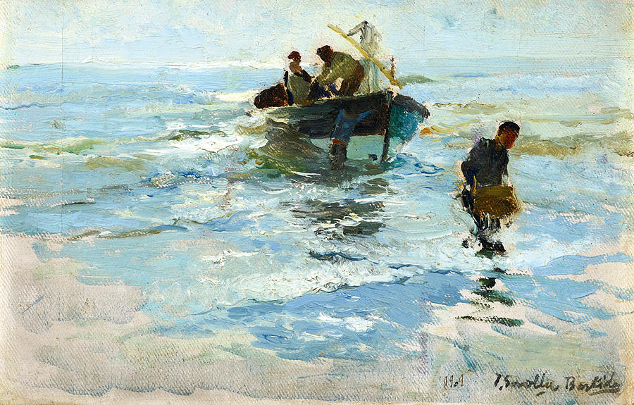 The Return of the Boat. Valencia Beach Painting by Joaquin Sorolla y ...