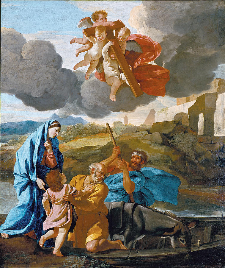 Nicolas Poussin Painting - The Return of the Holy Family from Egypt by Nicolas Poussin