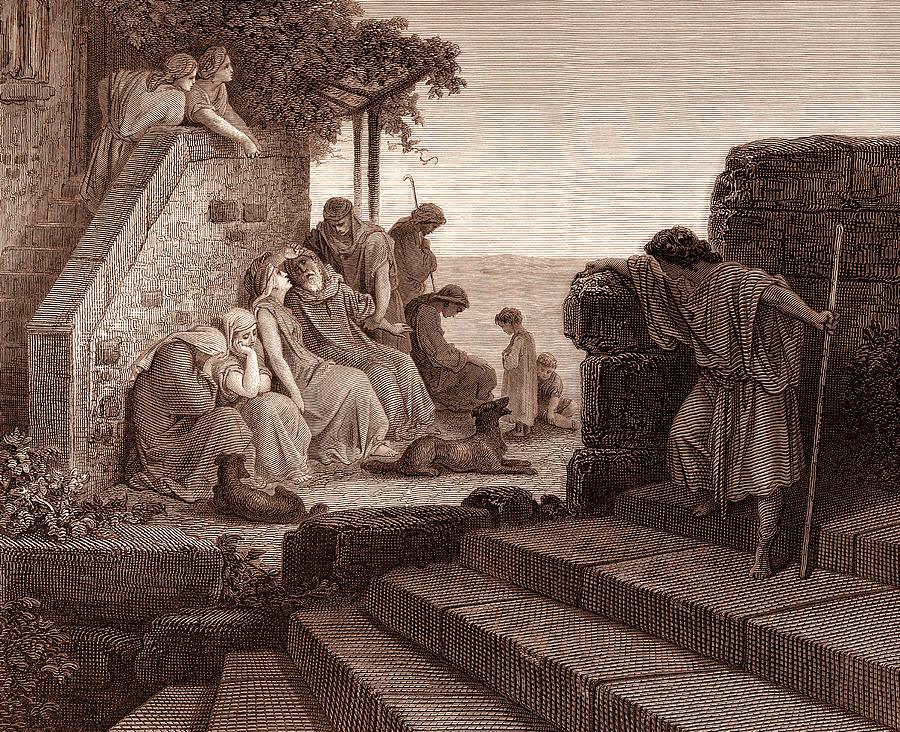 Gustave Dore Drawing - The Return of the Prodigal Son by Gustave Dore