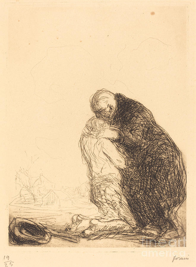 Etching Drawing - The Return Of The Prodigal Son (third Plate) by Jean-louis Forain