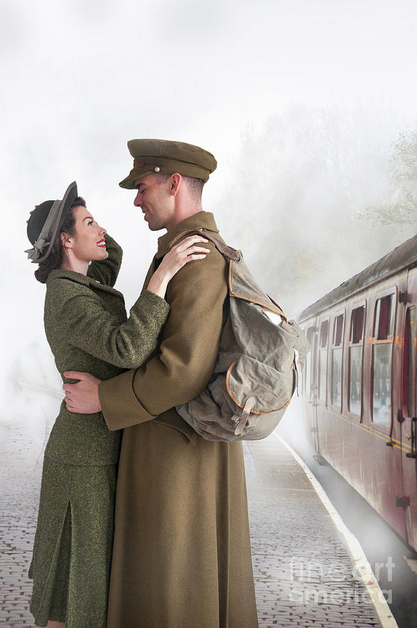 The Returning Hero 1940s Couple On A Train Platform Photograph by Lee Avison