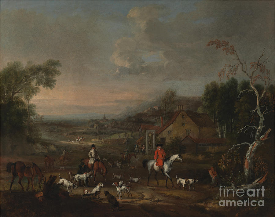 Peter Tillemans Painting - The Reverend Jemmet Browne at a meet of foxhounds by Celestial Images