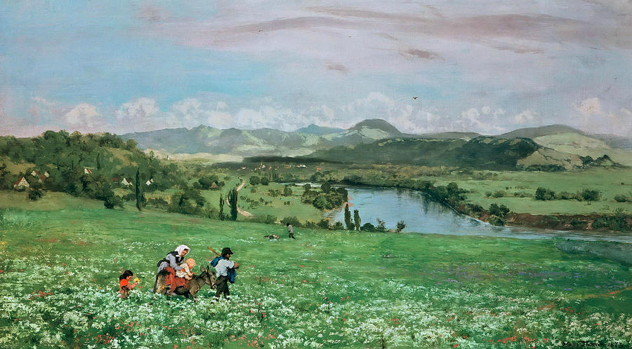The Rhine near Sackingen Painting by Hans Thoma