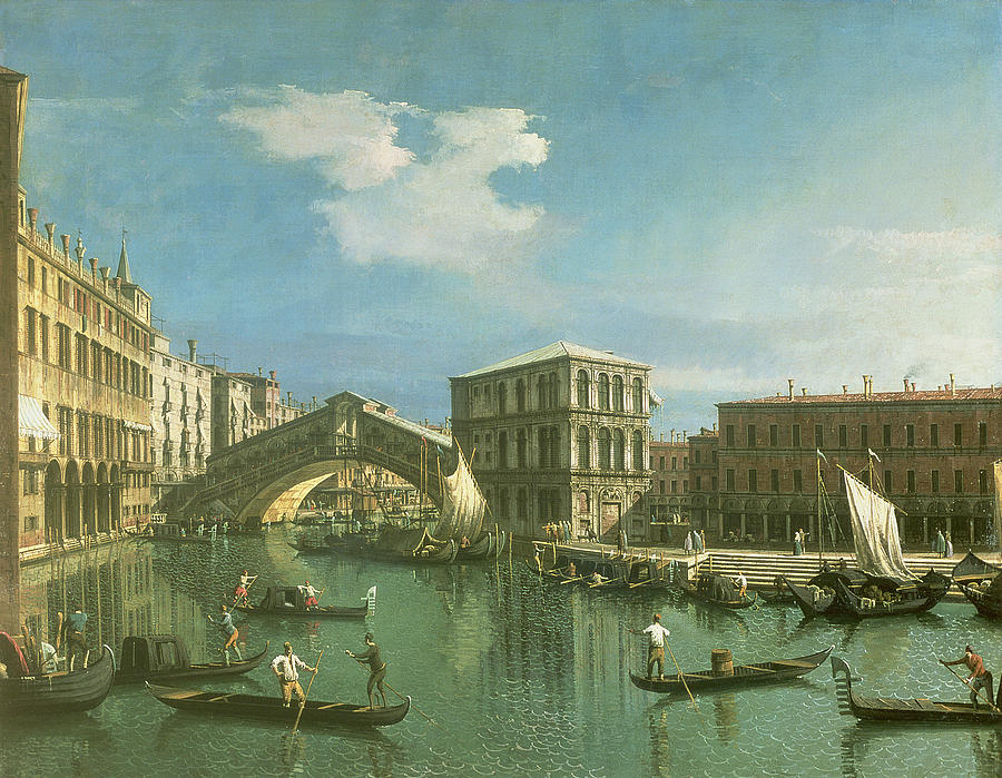 Bridge Painting - The Rialto Bridge by Canaletto
