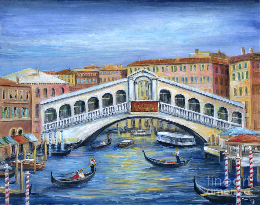 Boat Painting - The Rialto Bridge by Marilyn Dunlap
