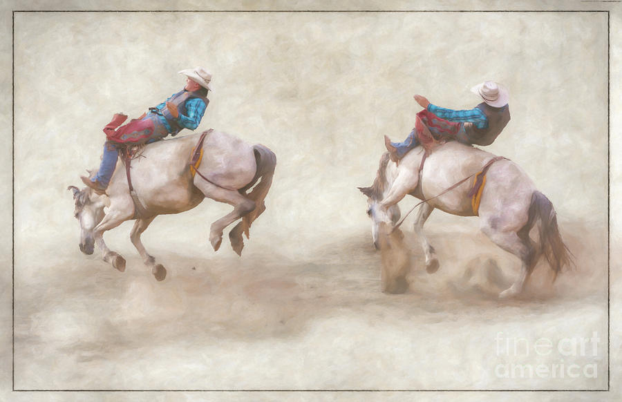 The Ride Rodeo Bronco Riding Digital Art by Randy Steele