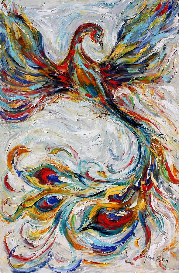 Phoenix Painting - The Rise of the Phoenix by Karen Tarlton