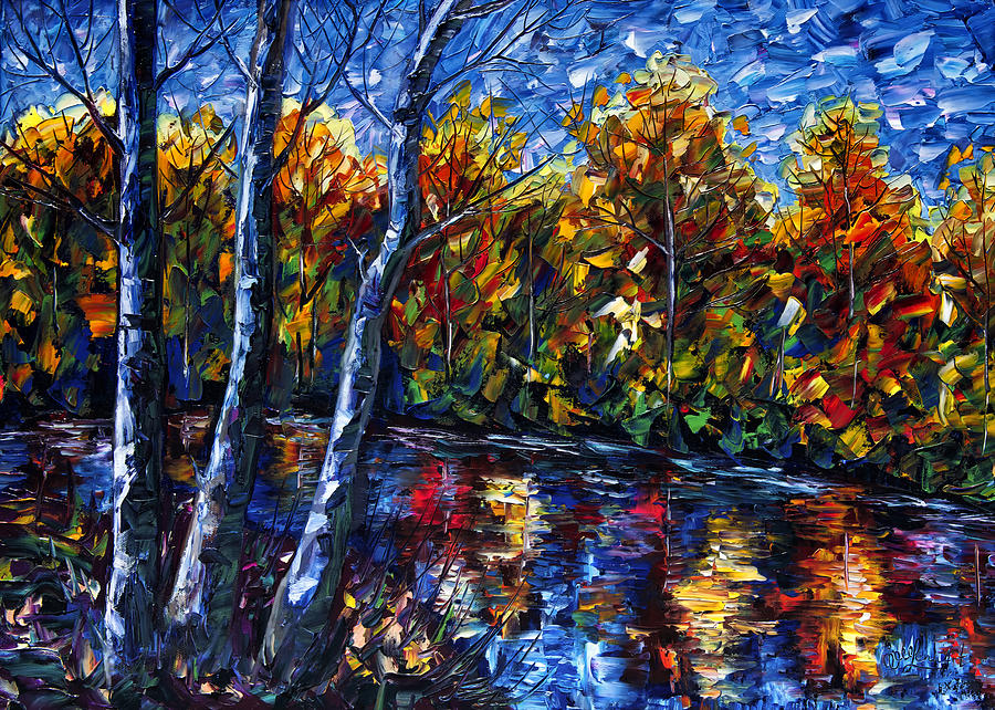 Impressionism Painting - The River Song  by Lena Owens - OLena Art Vibrant Palette Knife and Graphic Design