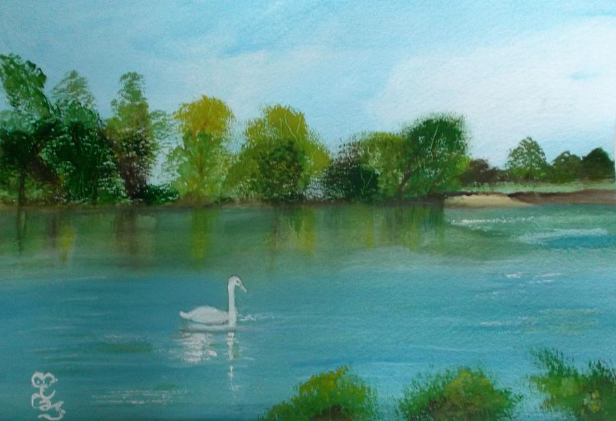 The River Thames at Shepperton Painting by Carole Robins