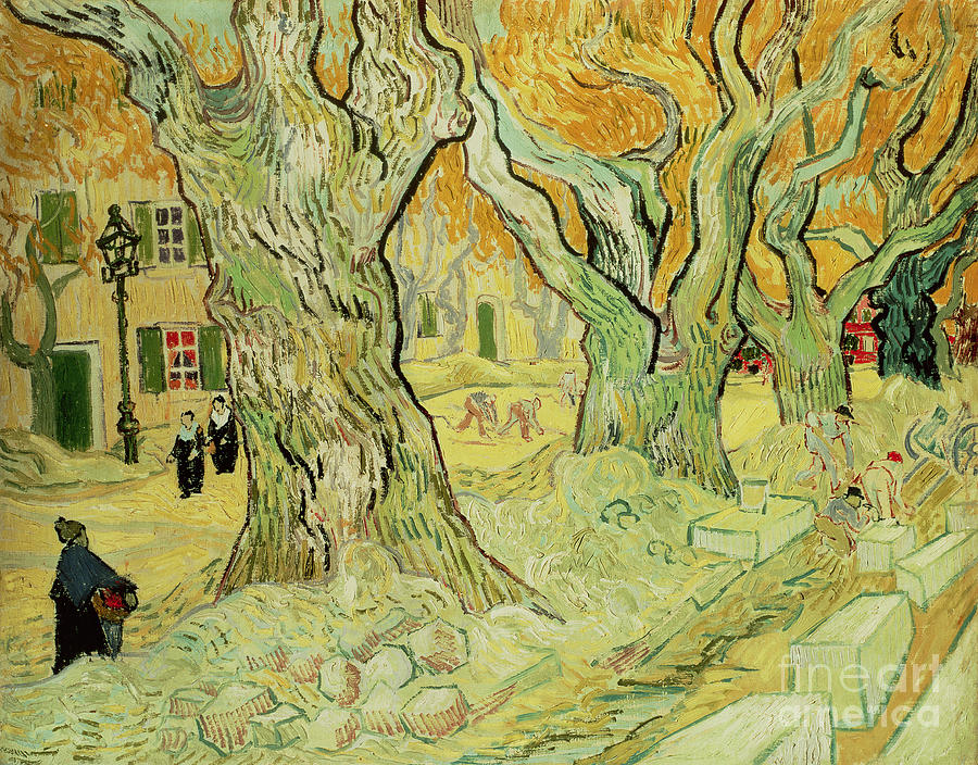 Tree Painting - The Road Menders by Vincent Van Gogh