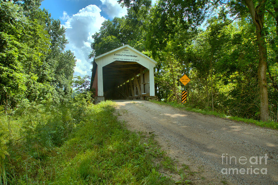 The Road To Conleys Ford Covered Bridge Photograph by Adam Jewell