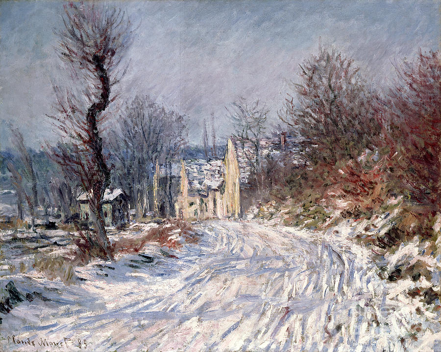 Claude Monet Painting - The Road to Giverny in Winter by Claude Monet