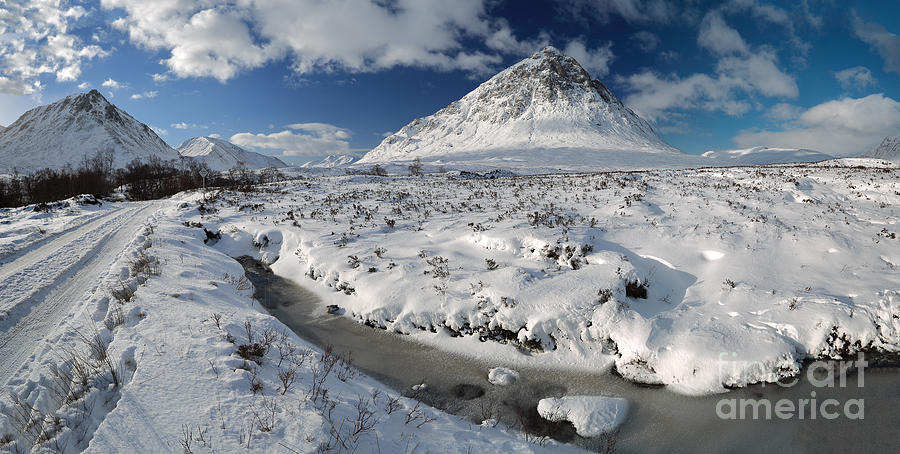The road to Glen Etive in Winter - Panorama Photograph by Maria Gaellman