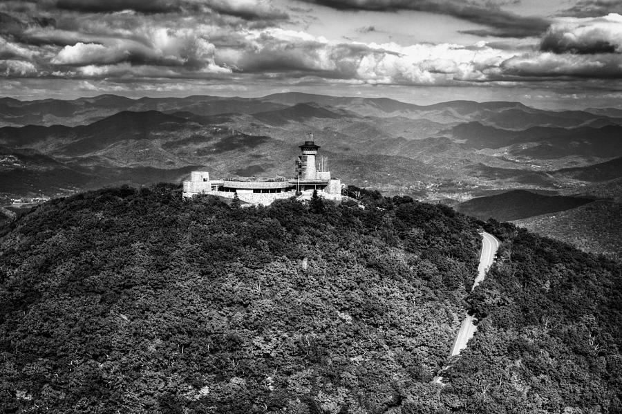 Mountain Photograph - The Road UP To Brasstown Bald in Black and White by Greg and Chrystal Mimbs