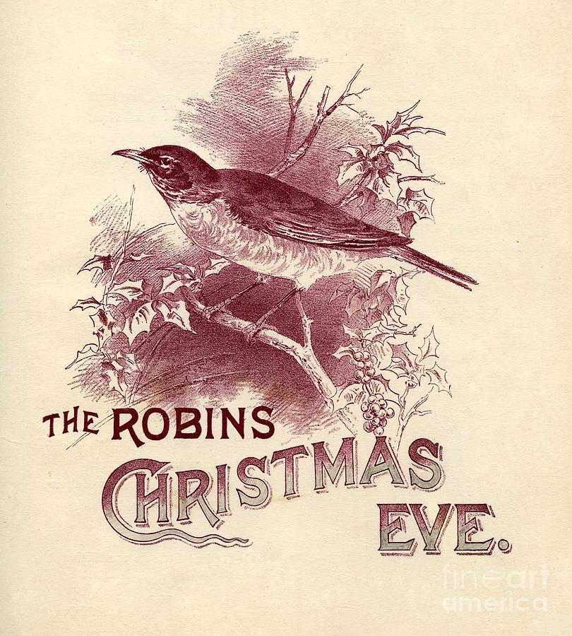 The Robins Christmas Eve Painting by Vintage Collectables