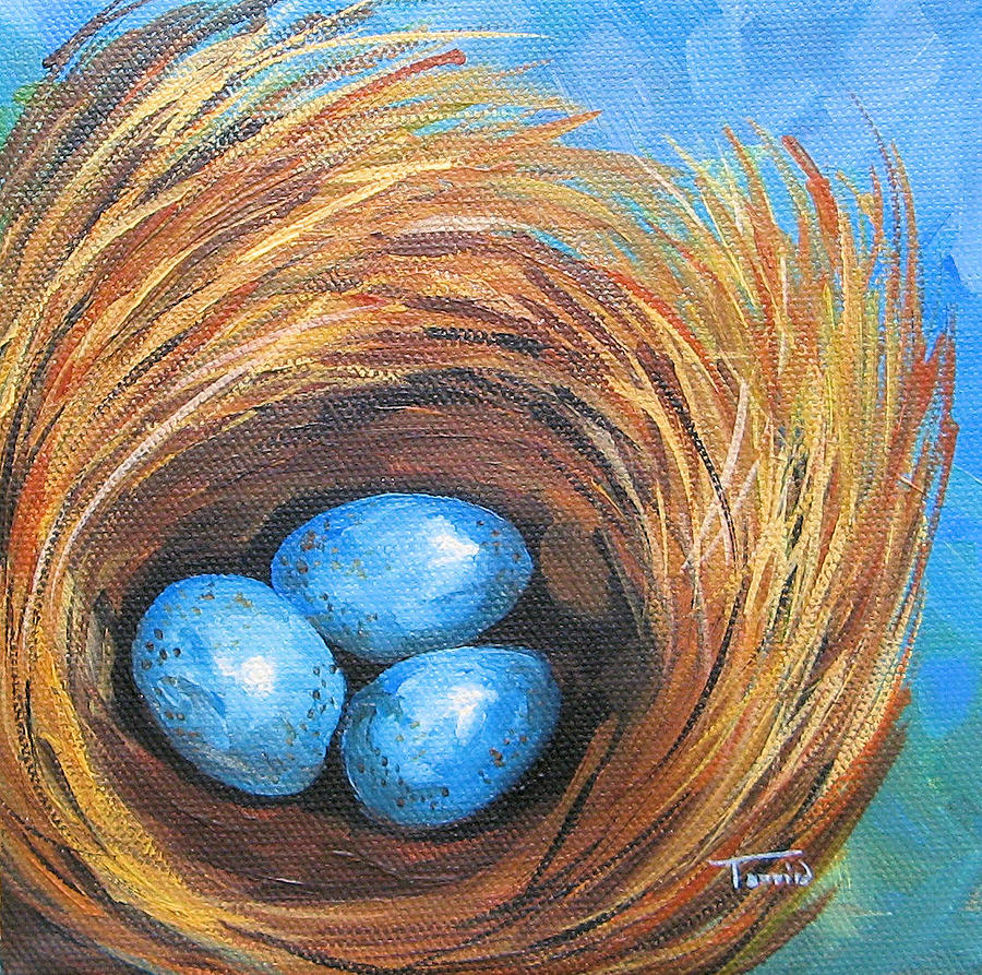 Robin Painting - The Robins Nest III by Torrie Smiley