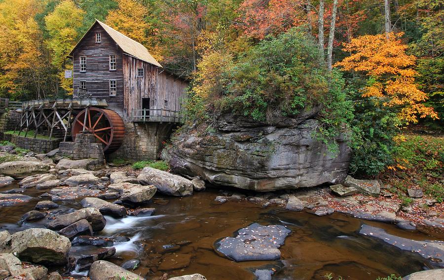 The Rock at Glade Creek Grist Mill Photograph by Chris Berrier