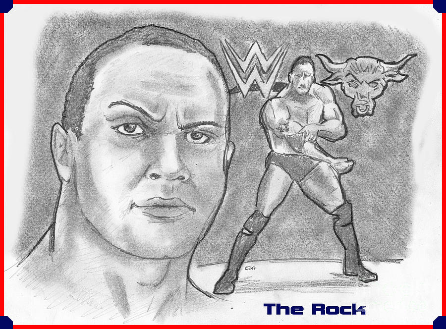 wwe rock drawing