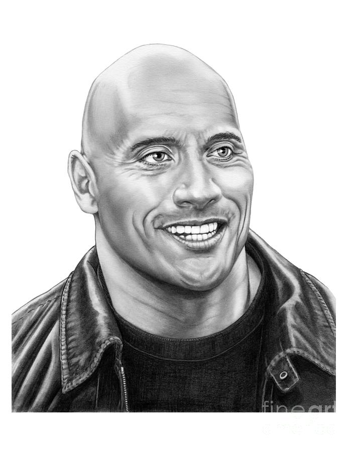 Pencil Drawing - The Rock-Dwayne Johnson by Murphy Elliott.