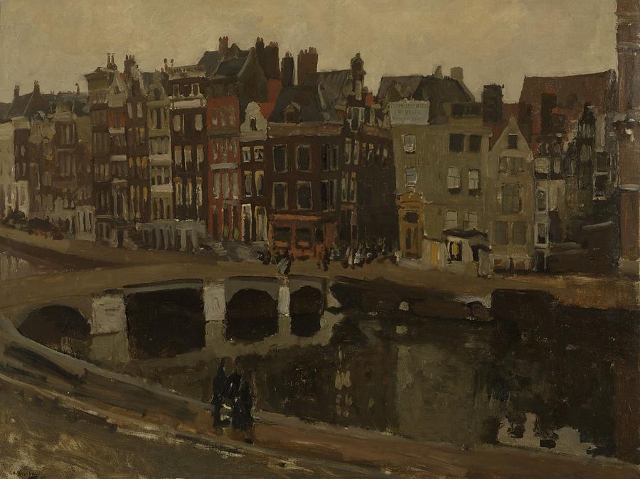 The Rokin in Amsterdam, 1897 Painting by Vincent Monozlay