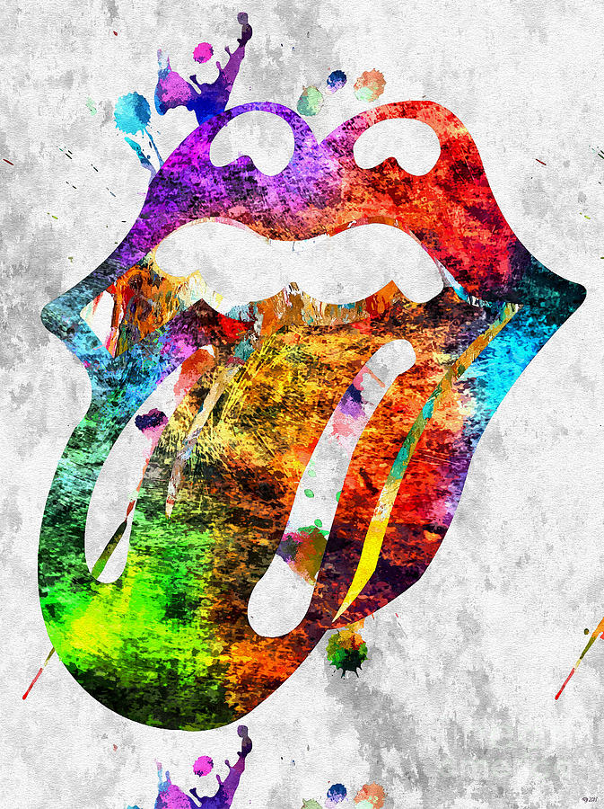 The Rolling Stones Mixed Media - The Rolling Stones Logo Grunge by Daniel Janda
