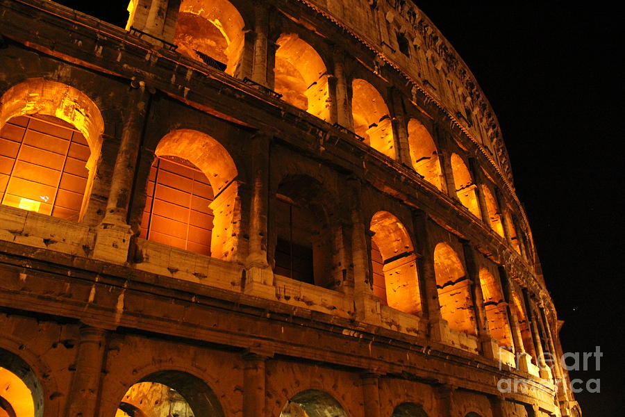 The Roman Colosseum at Night Photograph by Marina McLain