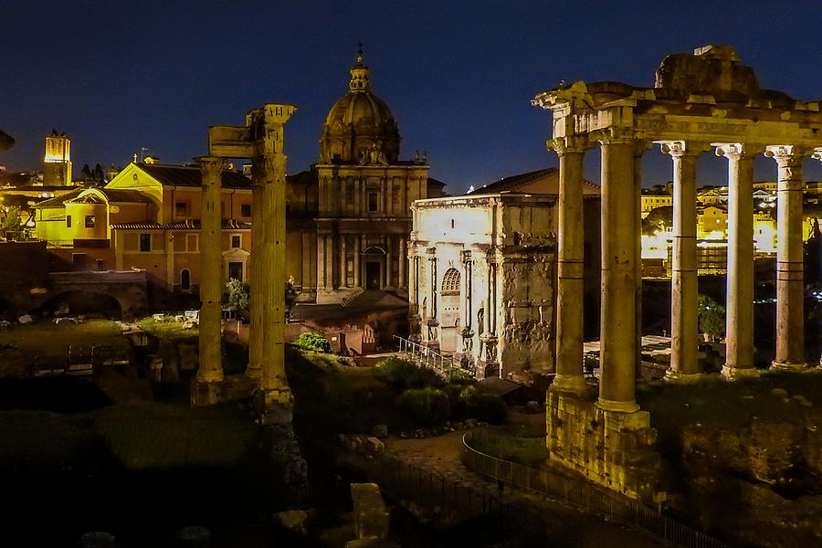 The Roman Forum at Night Photograph by Marilyn Burton