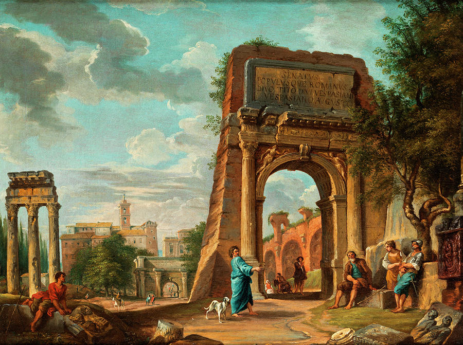 The Roman Forum Painting by Giovanni Paolo Panini - Pixels