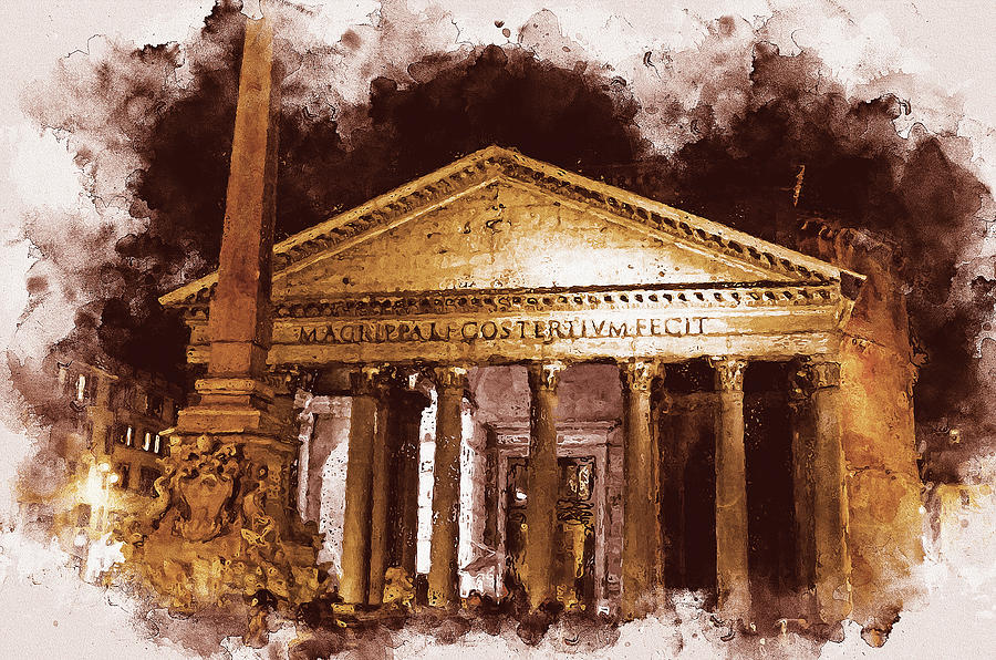The Roman Pantheon - 01 Painting by AM FineArtPrints