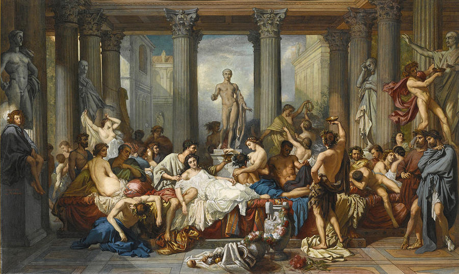 The Romans During The Decadence after Thomas Couture Drawing by Edouard Lievre