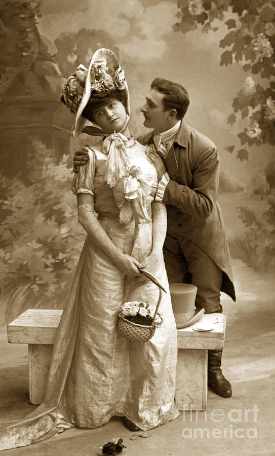Vintage Photograph - The romantic courting couple by Vintage Collectables