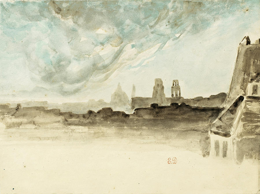 The Roofs of Paris Drawing by Eugene Delacroix