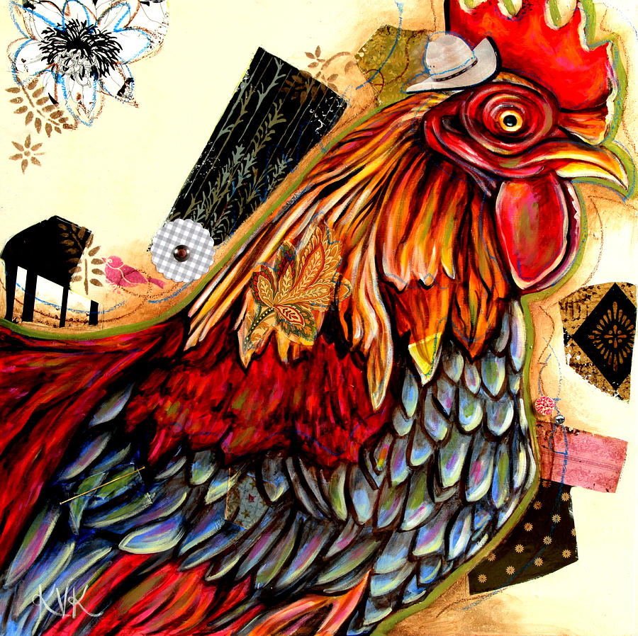 The Rooster Mixed Media by Katia Von Kral