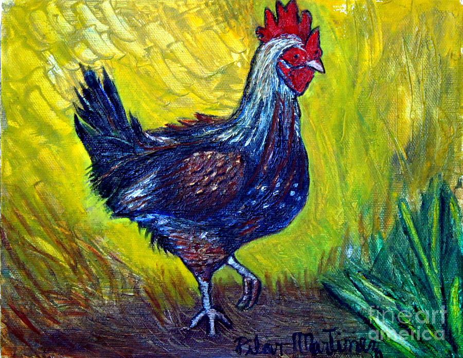 Rooster Painting - The Rooster by Pilar  Martinez-Byrne