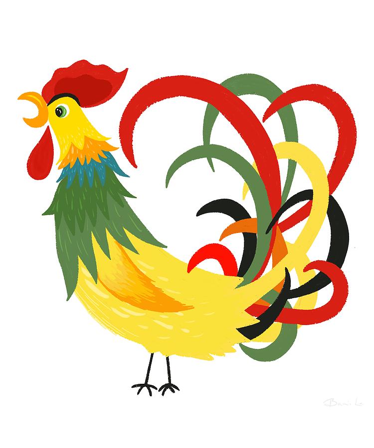 Rooster Painting - The Rooster Stands Alone by Little Bunny Sunshine