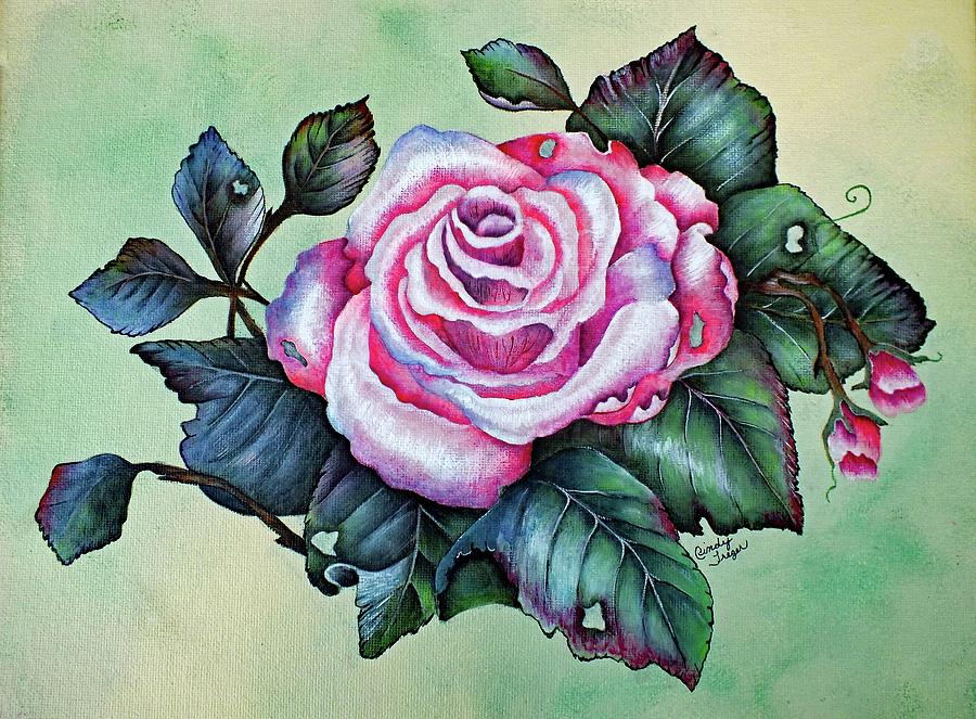 The Rose Acrylic Painting Painting by Cindy Treger