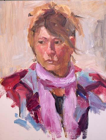 Portrait Painting - The rose scarf by Nancy Delpero Portrait Painting - The rose scarf by Nancy Delpero
